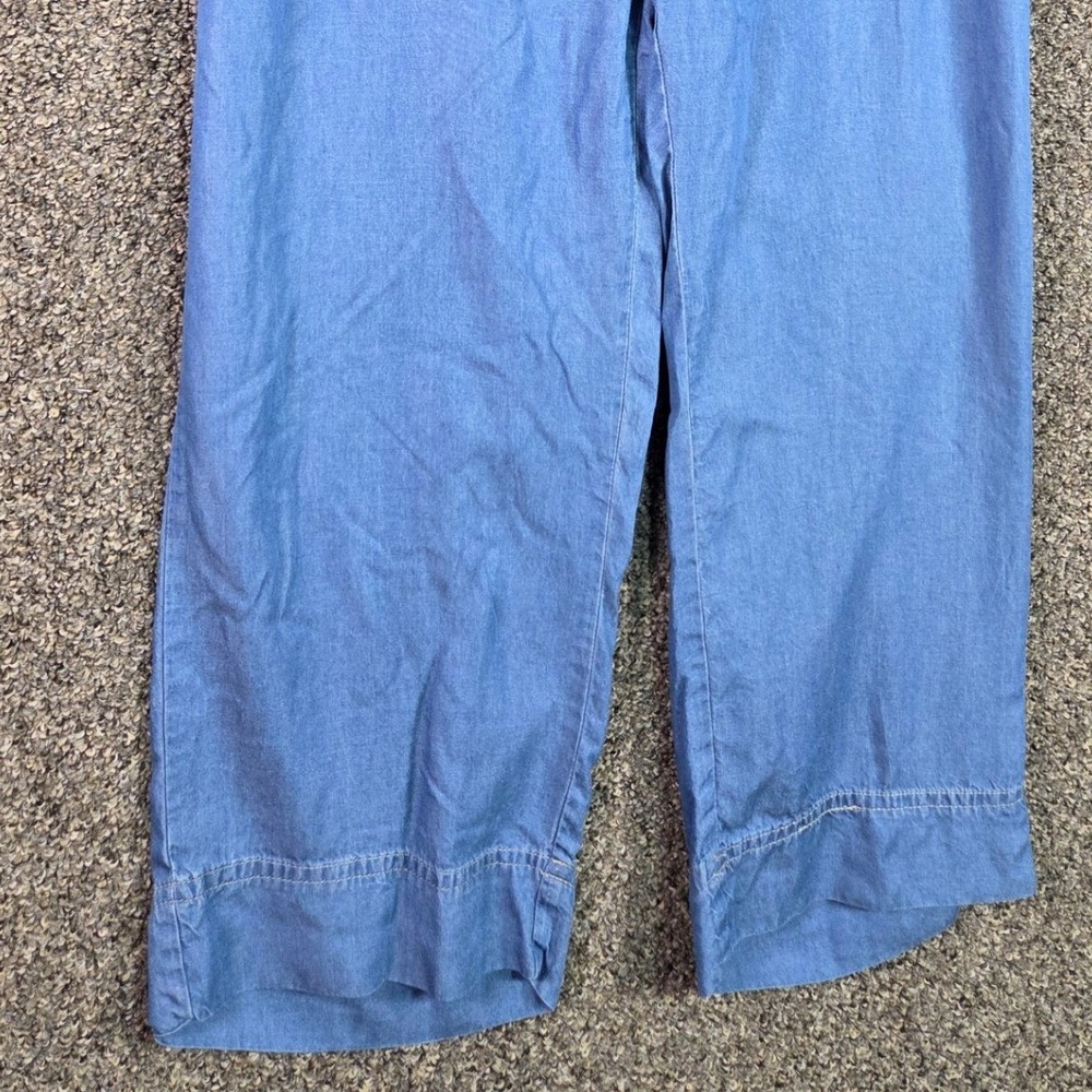 Zac & Rachel Wide Leg Crop Pants Women Large Blue Lyocell Chambray Utility - Picture 4 of 7